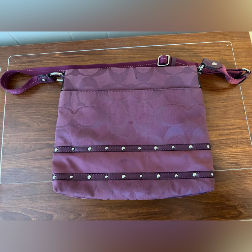 Coach Purple Crossbody Bag with Studded Accents - Picture 2 of 9